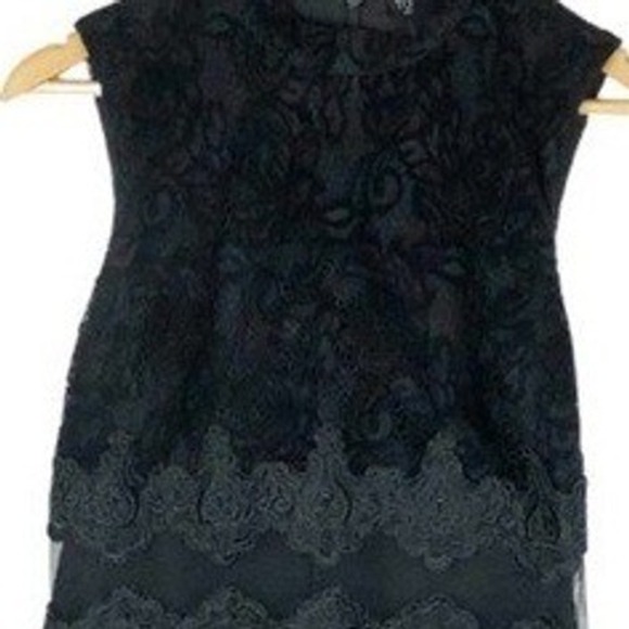 Topshop Black Lace Mock Neck Sheer Waist Sleeveless Mini Dress Womens Size US 8 - Picture 3 of 8